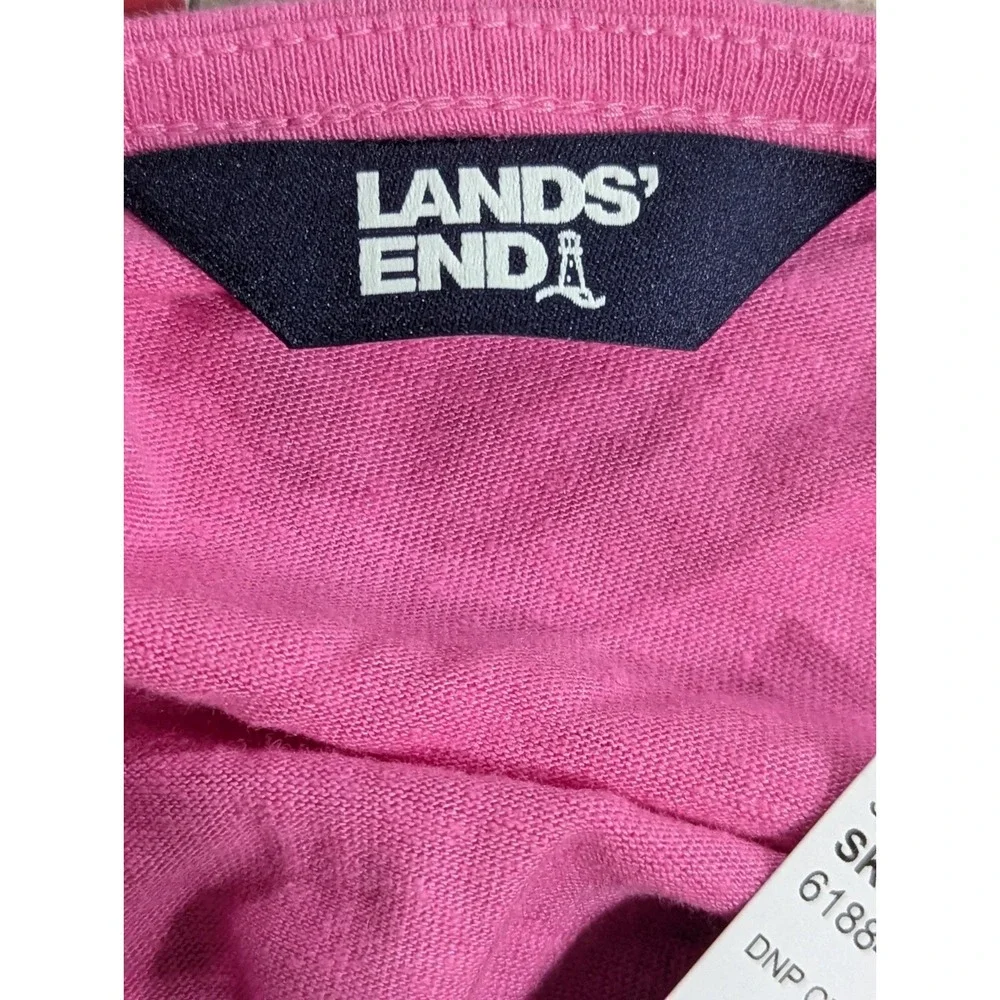 Lands' End Womens Pink V‎ Neck Tunic Lagenlook Linen Blend Shirt Size Small